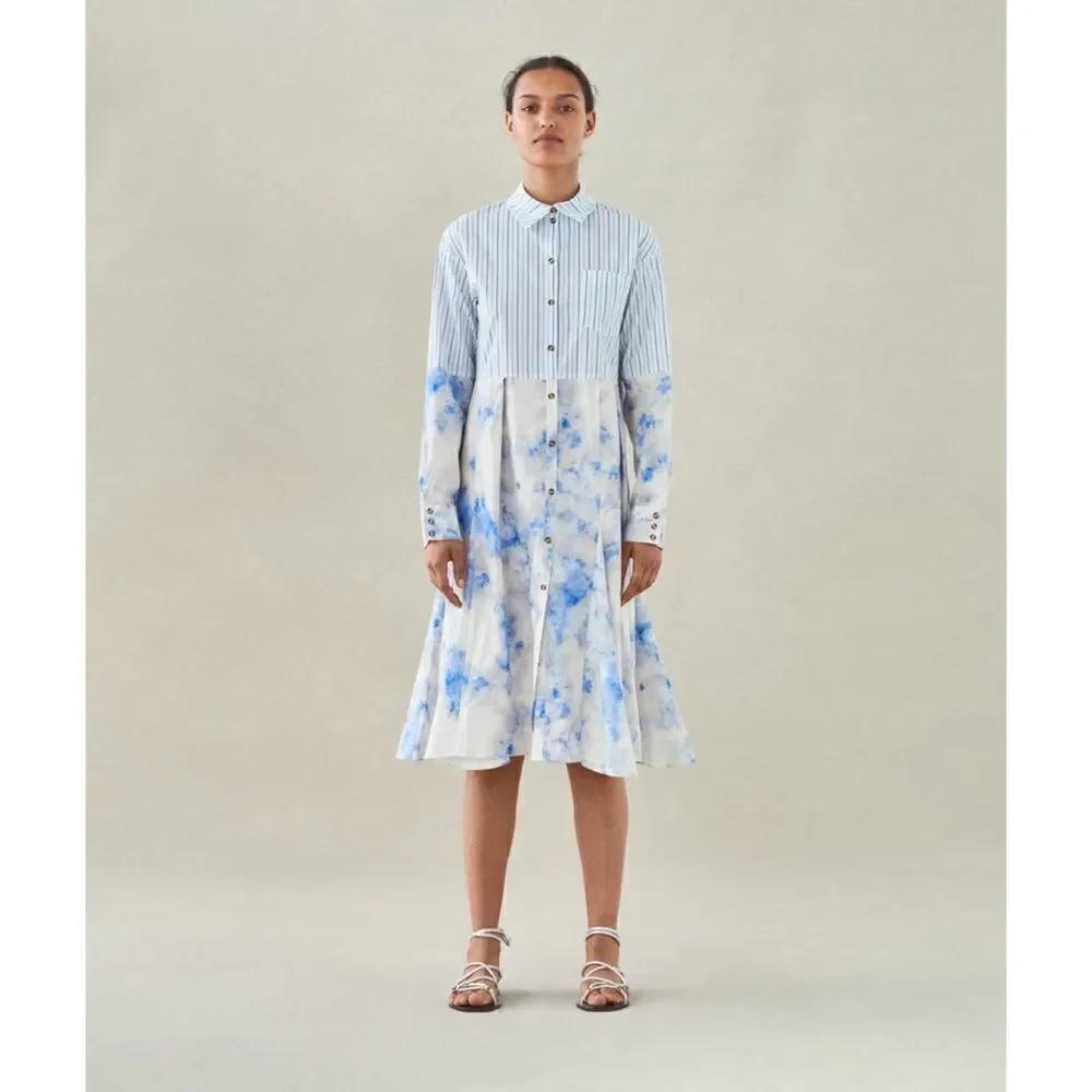 Baum Und Pferdgarten Adelma Top Striped Shirt Dress Blue Size 36
